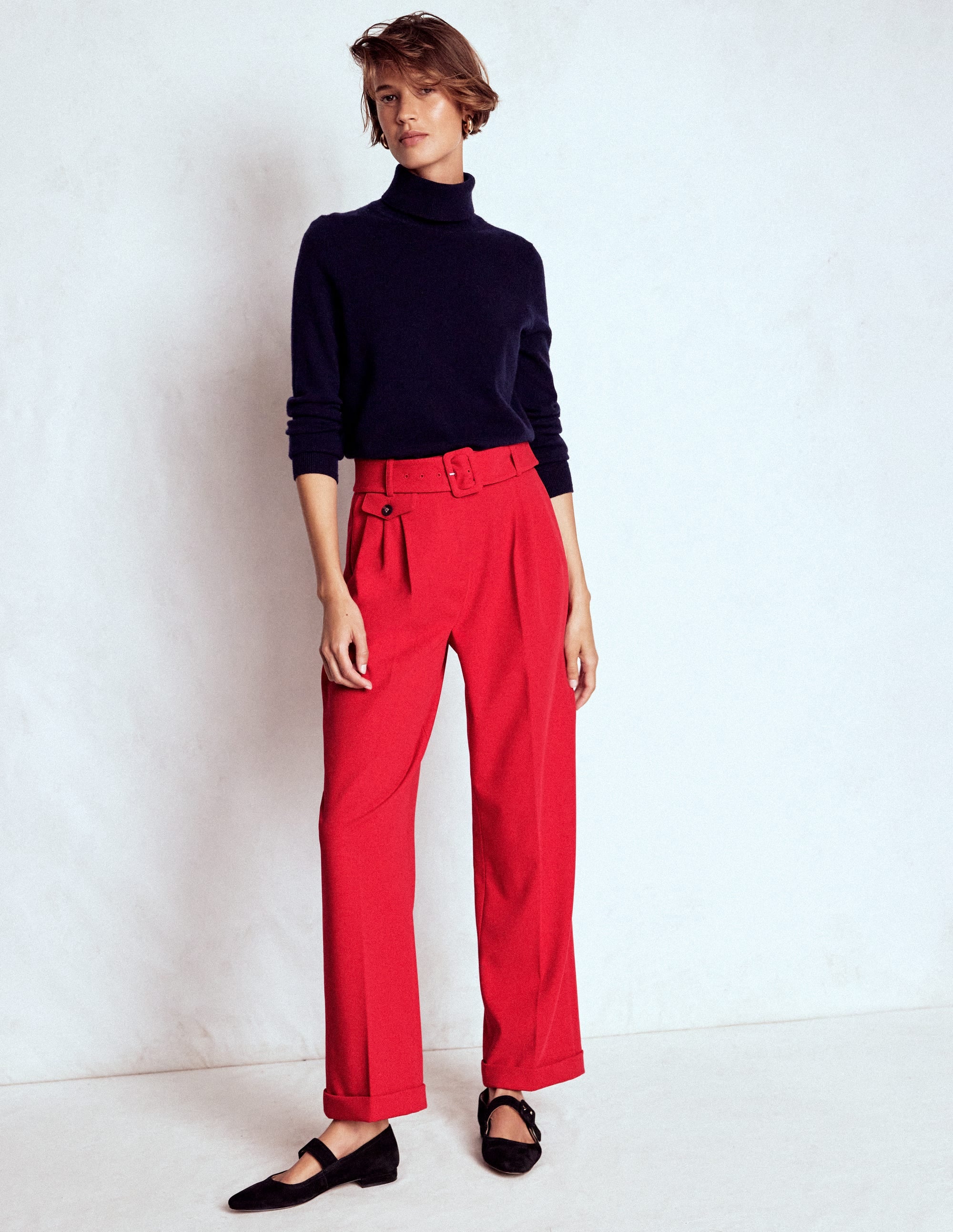 Pleat Front Pants-Chilli Pepper - Image 1