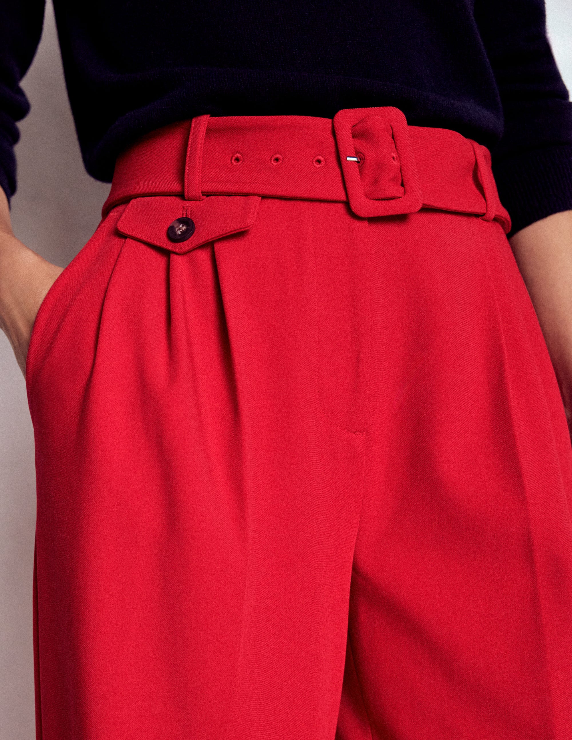Pleat Front Pants-Chilli Pepper - Image 2