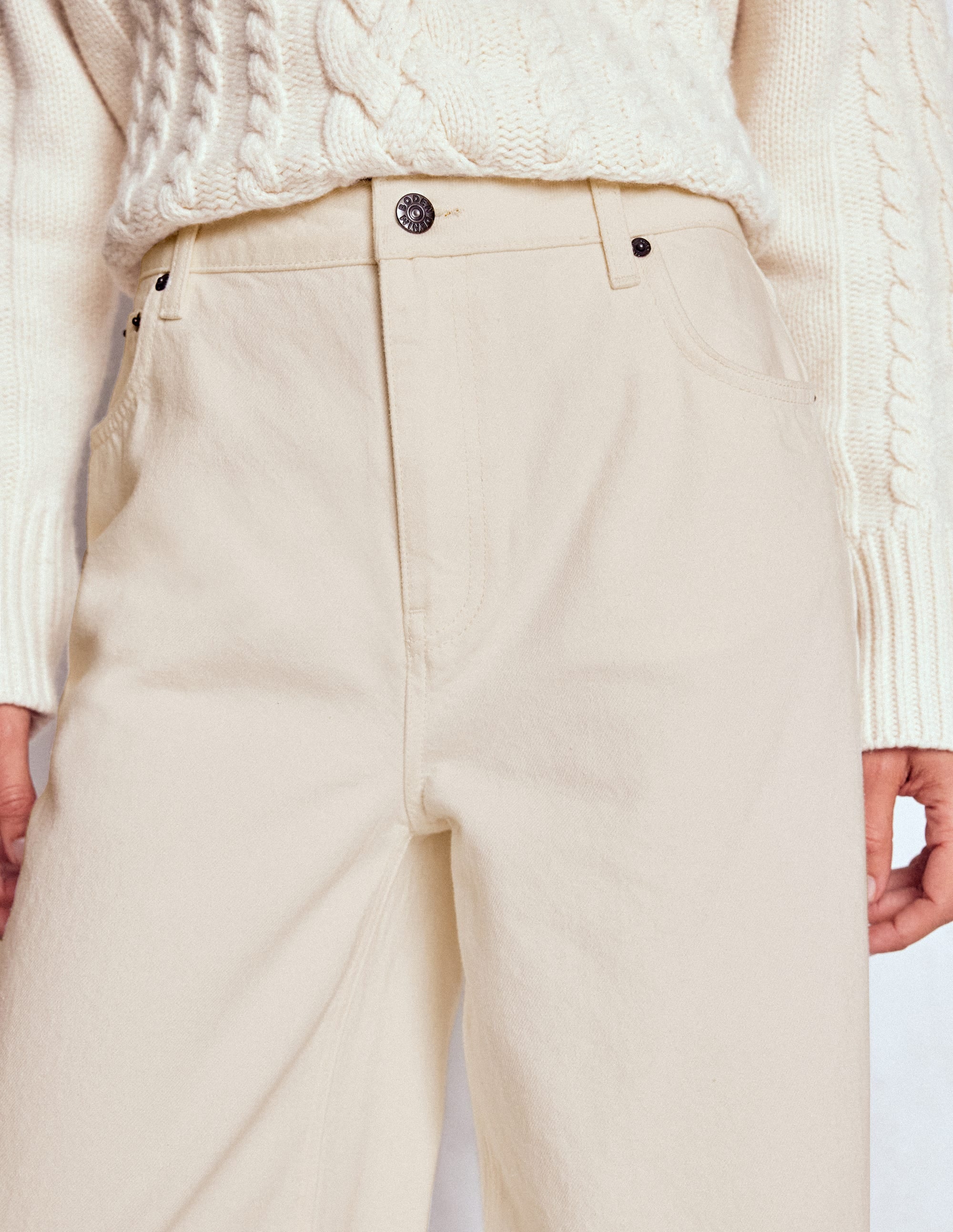 Relaxed Wide Leg  Jeans-Ecru - Image 2