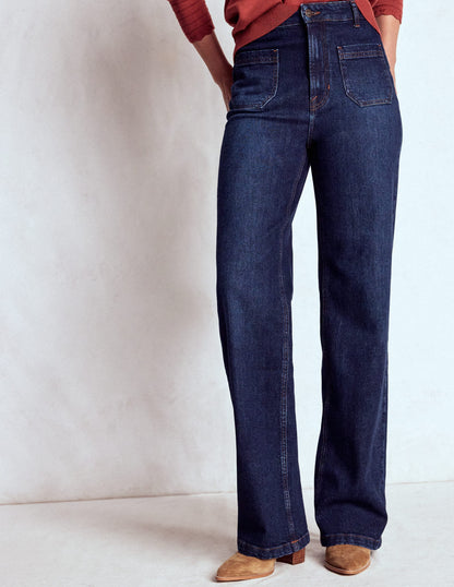 Straight Leg Pocket Jeans-Dark Vintage-1