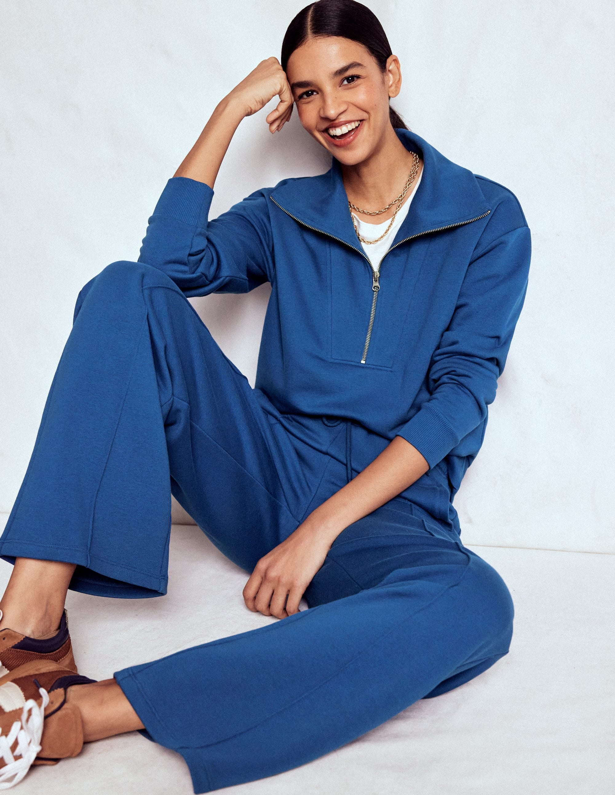 Wide Leg Joggers-Tourmaline Blue - Image 1