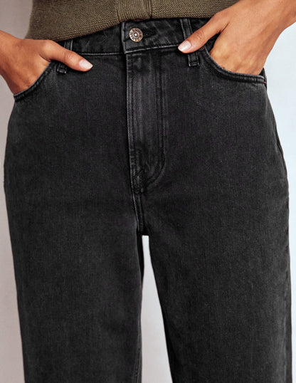 Mid Rise Straight Leg Jeans-Washed Black-5