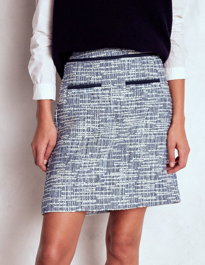 Textured A Line Skirt-Navy Texture-4