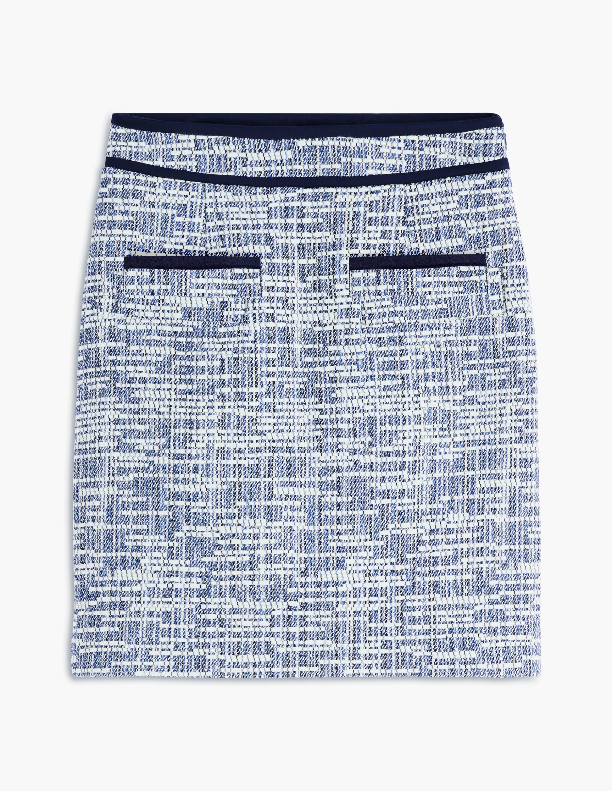 Textured A Line Skirt-Navy Texture-6