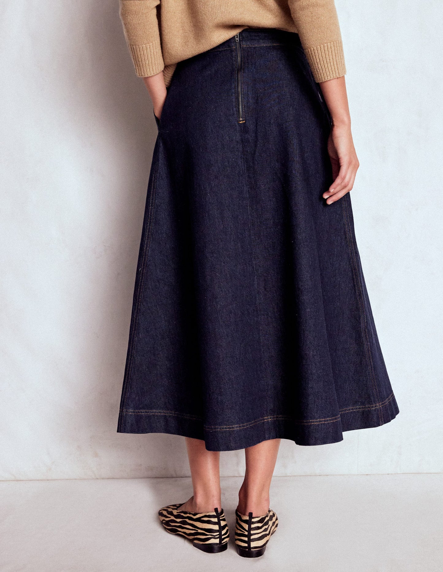 Verity Denim Midi Skirt-Indigo