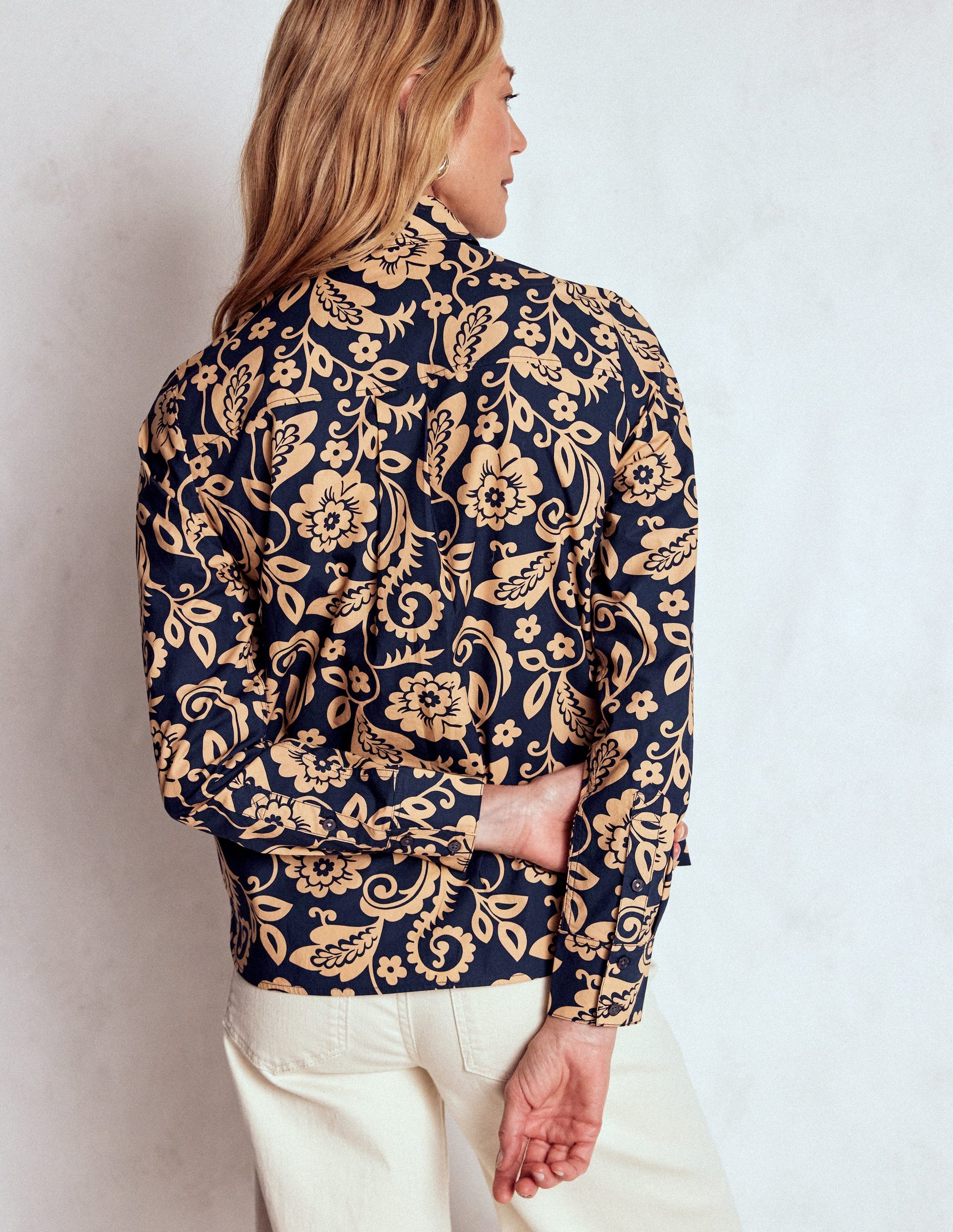 Sienna Cotton Shirt-French Navy, Ornate Flora-3