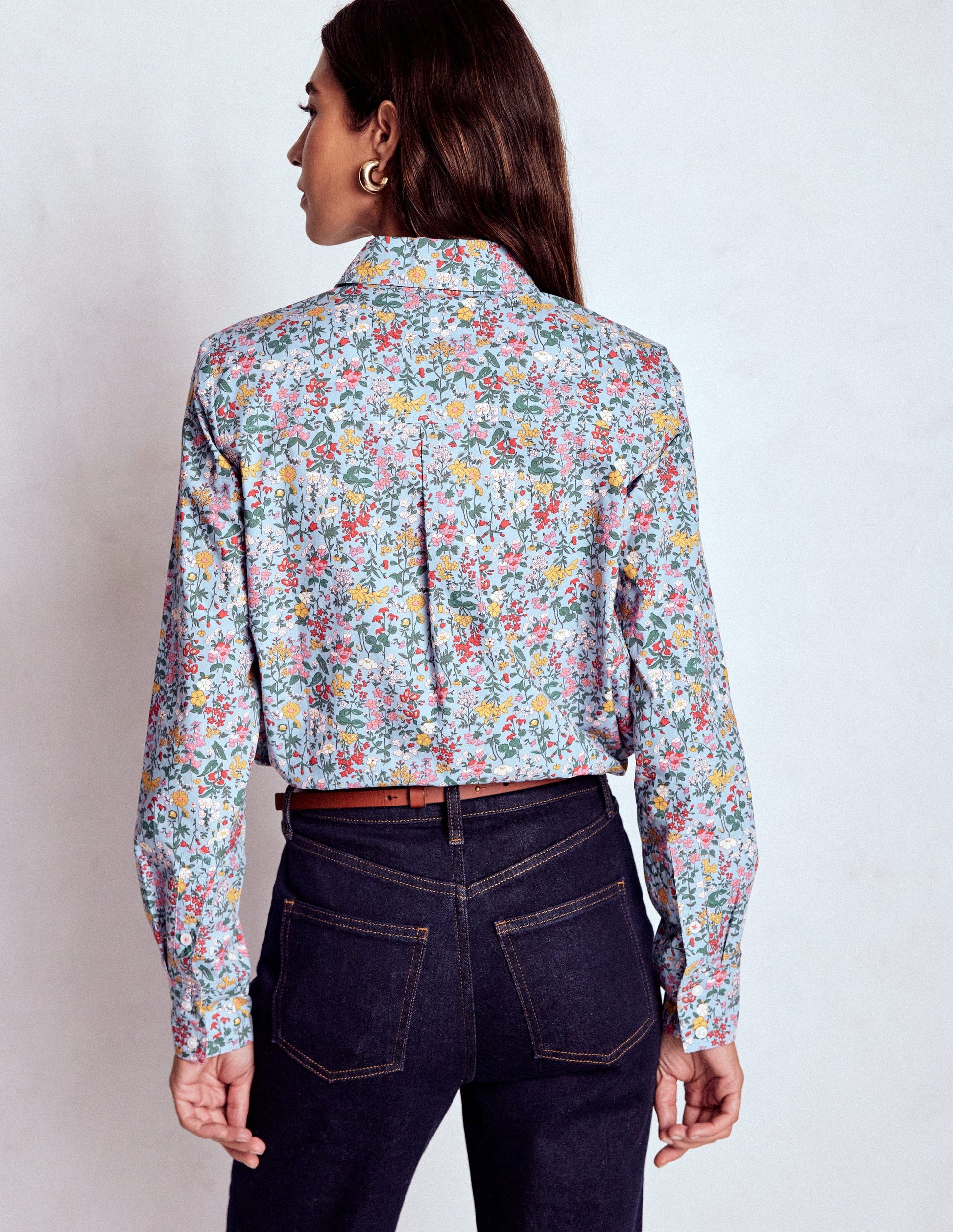 Sienna Cotton Shirt-Windward Blue, Delicate Meadow-3