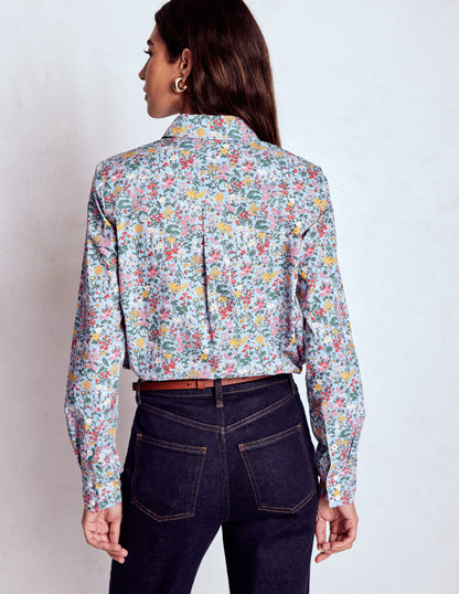 Sienna Cotton Shirt-Windward Blue, Delicate Meadow-3
