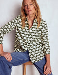 Sienna Cotton Shirt-Green, Geo Swan