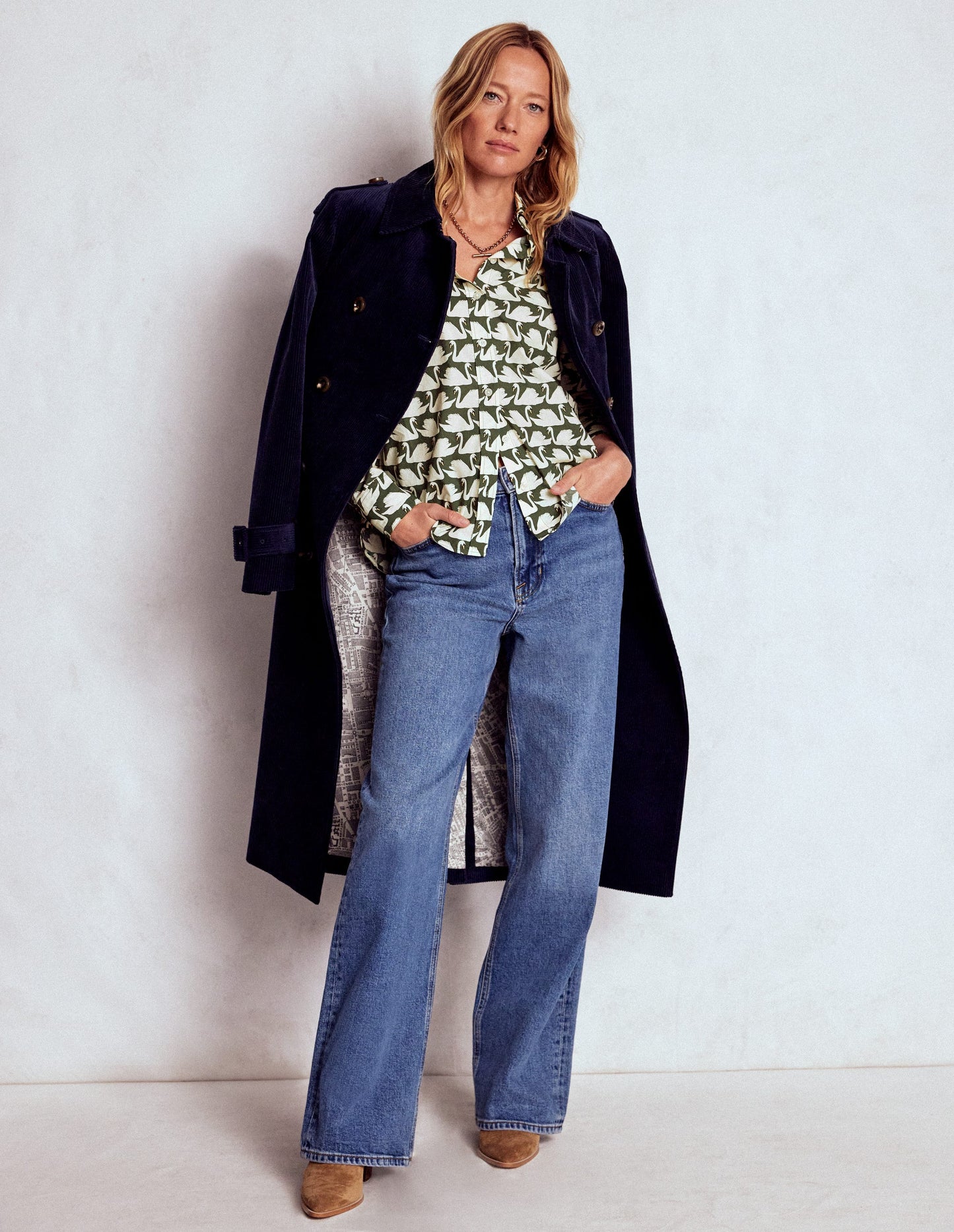 Sienna Cotton Shirt-Green, Geo Swan