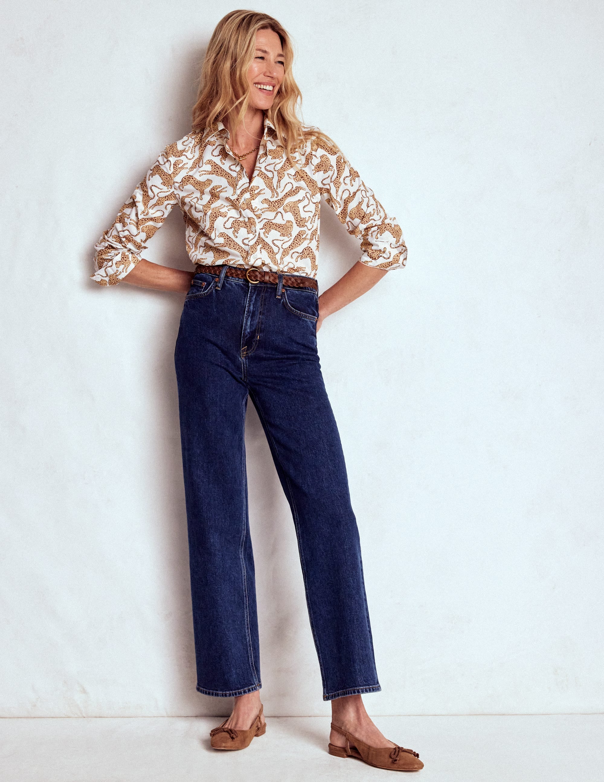 Sienna Cotton Shirt-Ivory, Leaping Leopard - Image 4