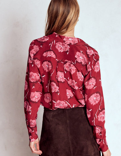 Sienna Silk Shirt-Red, Delicate Carnation-3