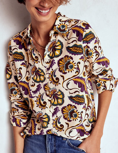 Sienna Silk Shirt-Multi, Ornate Meadow-2
