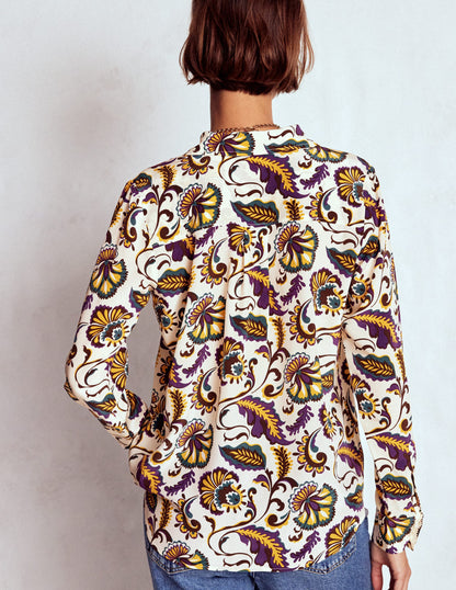 Sienna Silk Shirt-Multi, Ornate Meadow-3