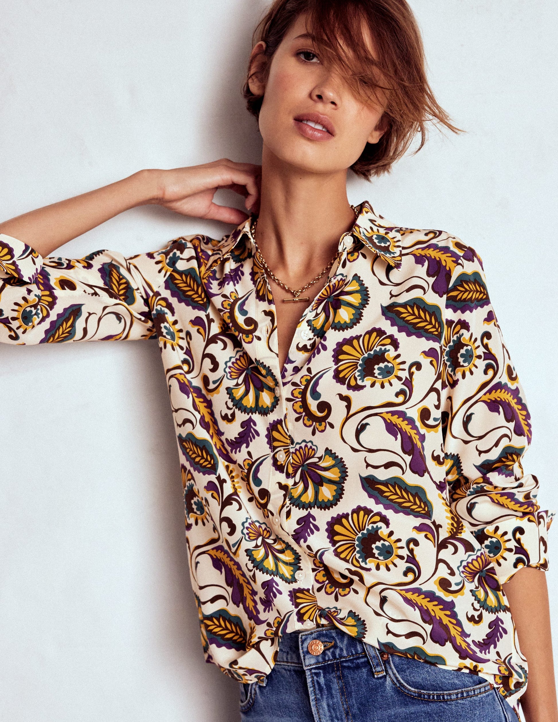Sienna Silk Shirt-Multi, Ornate Meadow-4