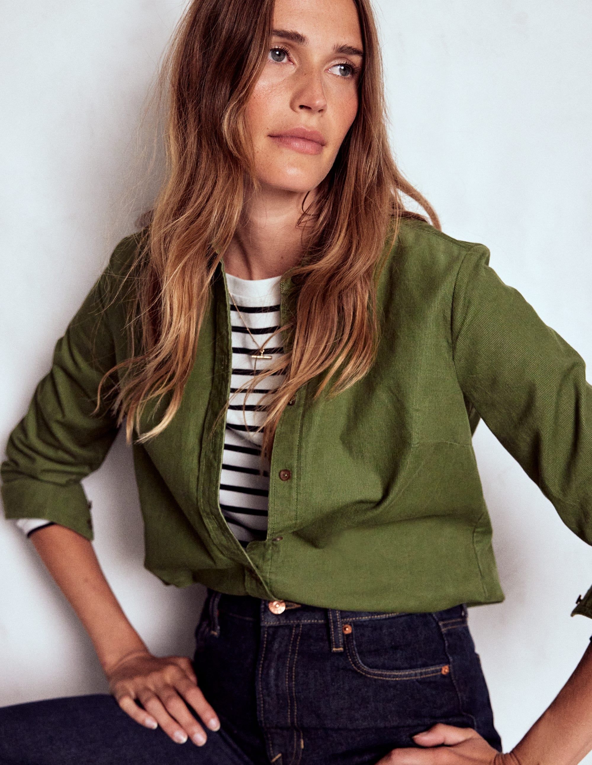 Sienna Cord Shirt-Fern - Image 1