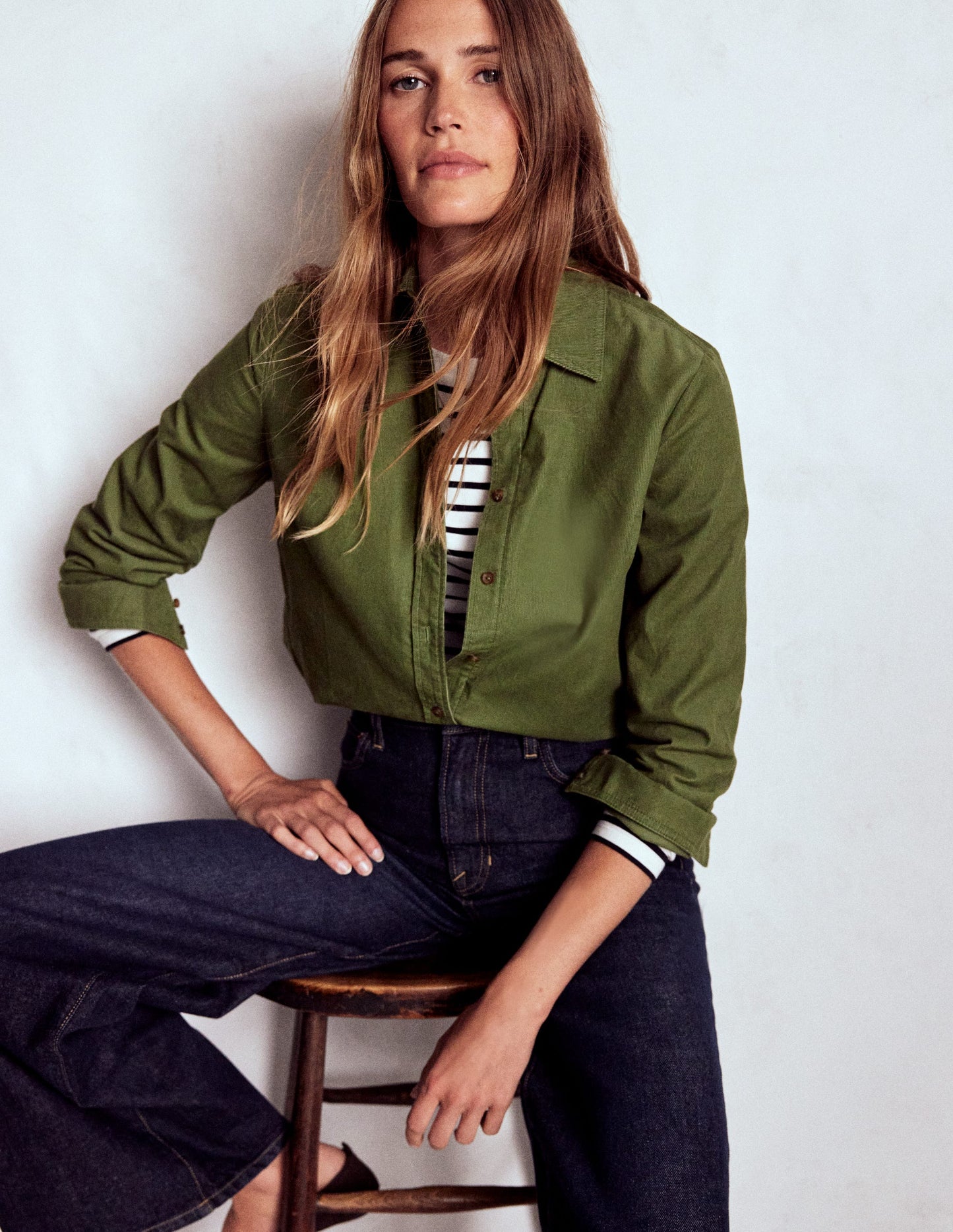 Sienna Cord Shirt-Fern