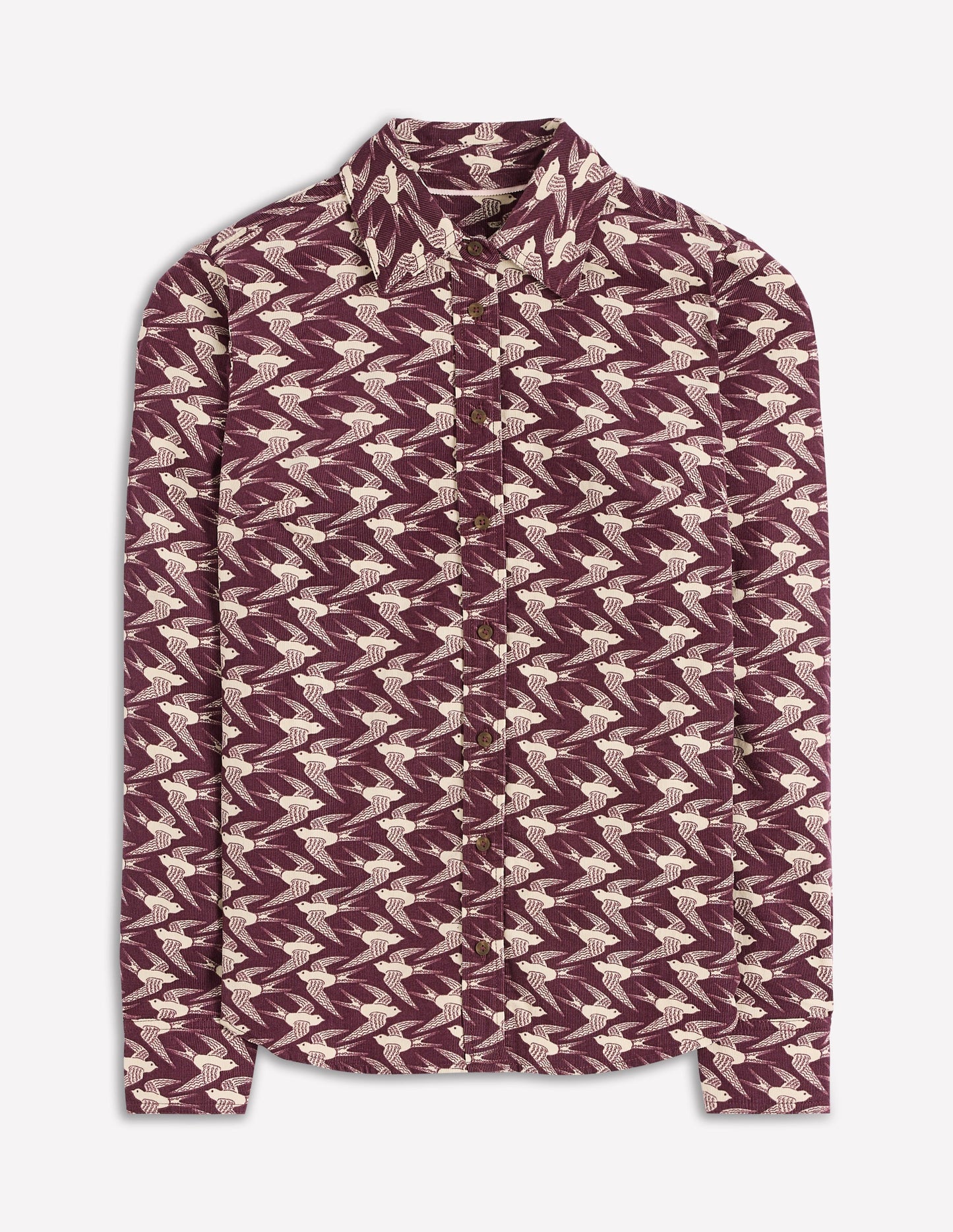 Sienna Cord Shirt-Dark Cherry, Swooping Swallow