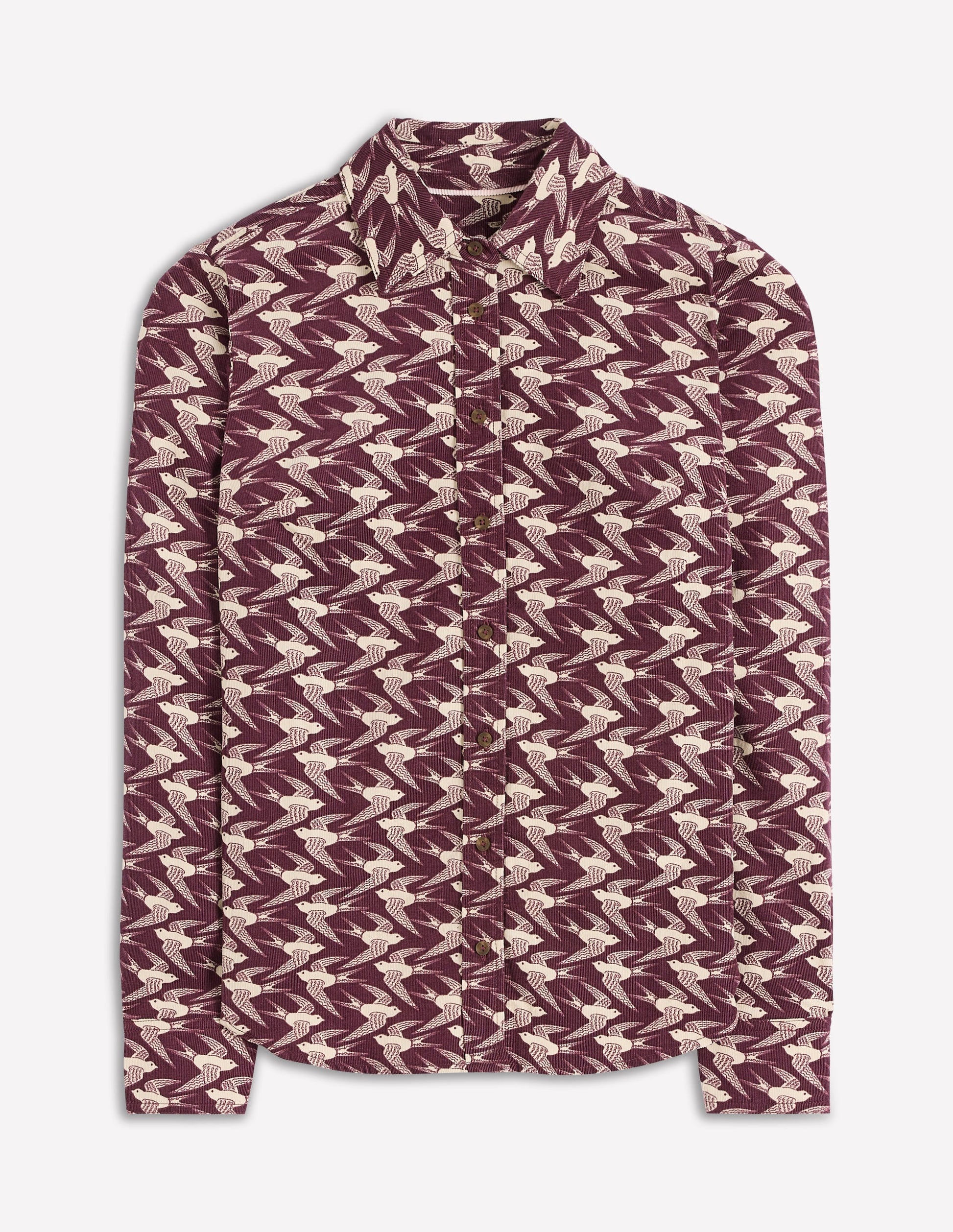Sienna Cord Shirt-Dark Cherry, Swooping Swallow-4