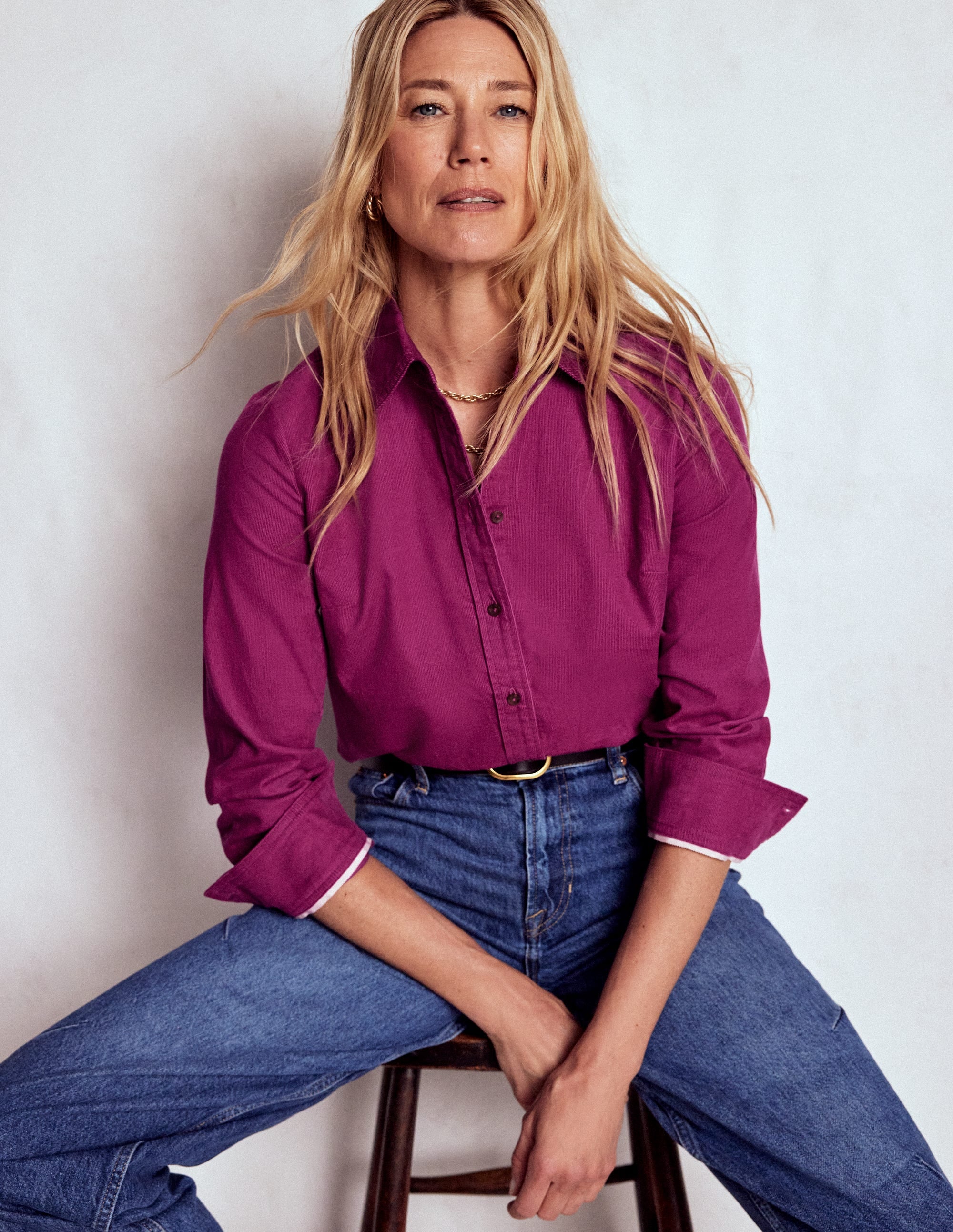 Sienna Cord Shirt-Rich Magenta - Image 1