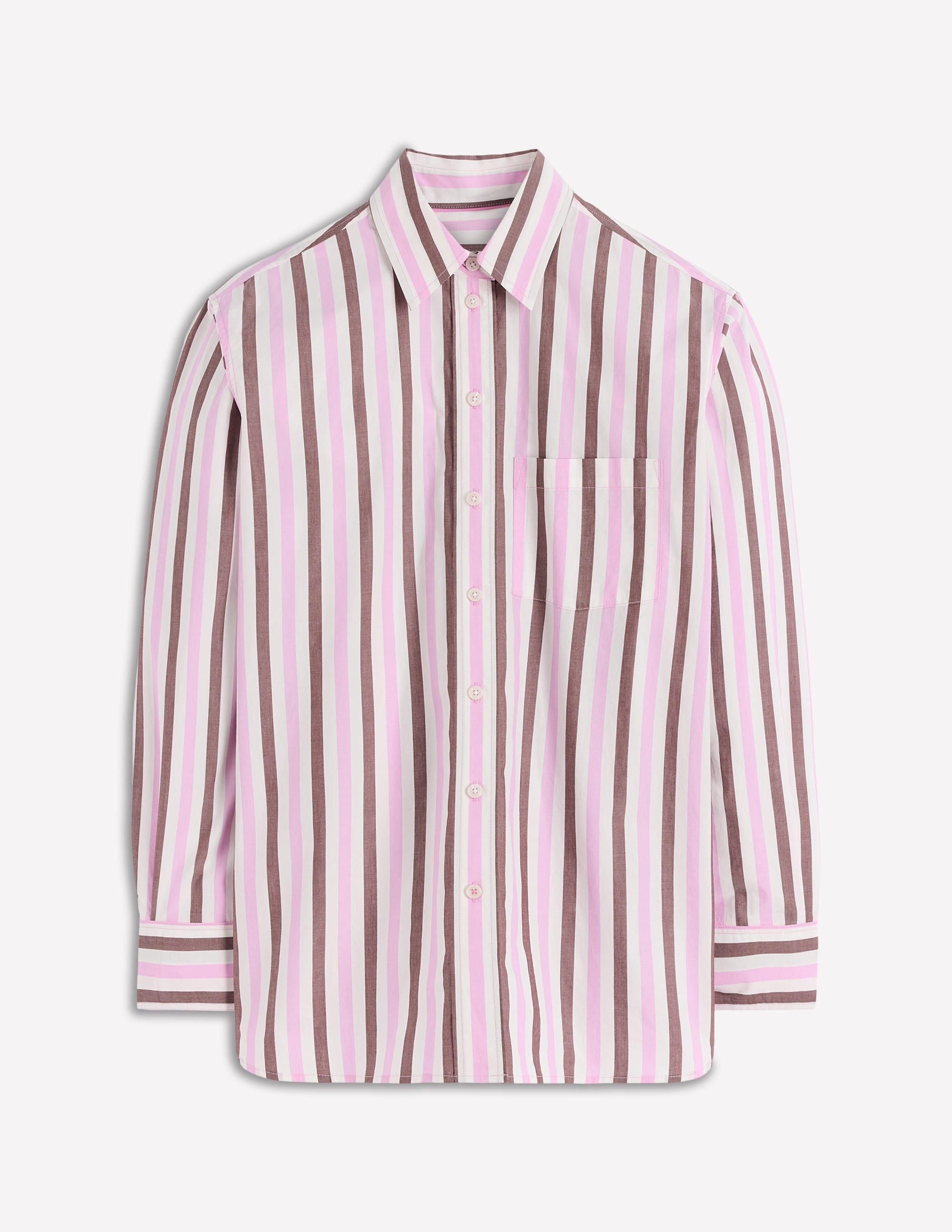 Sadie Relaxed Cotton Shirt-Pink and Chestnut Stripe | Boden USA