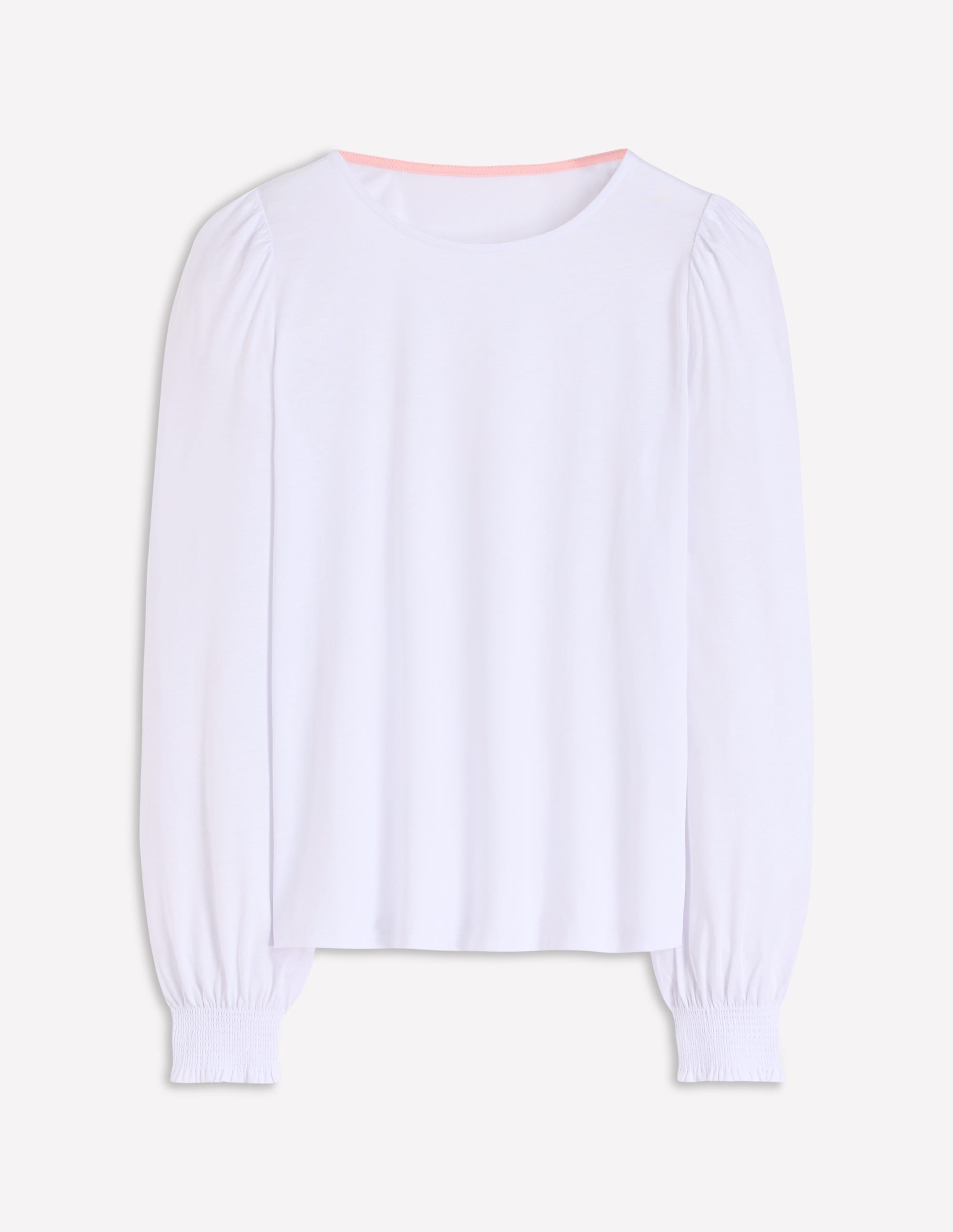 Smocked Cuff Supersoft Top-White - Image 5