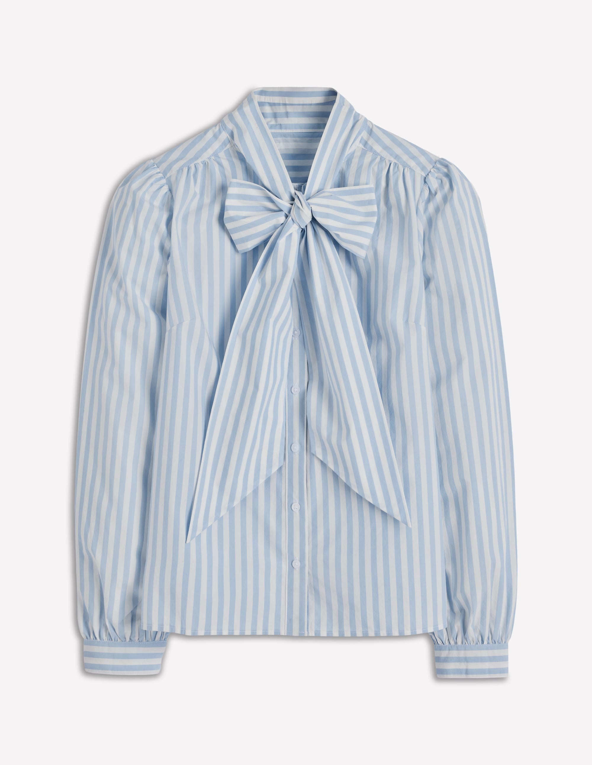 Tie Neck Top-Glacier Blue and Ivory Stripe - Image 7