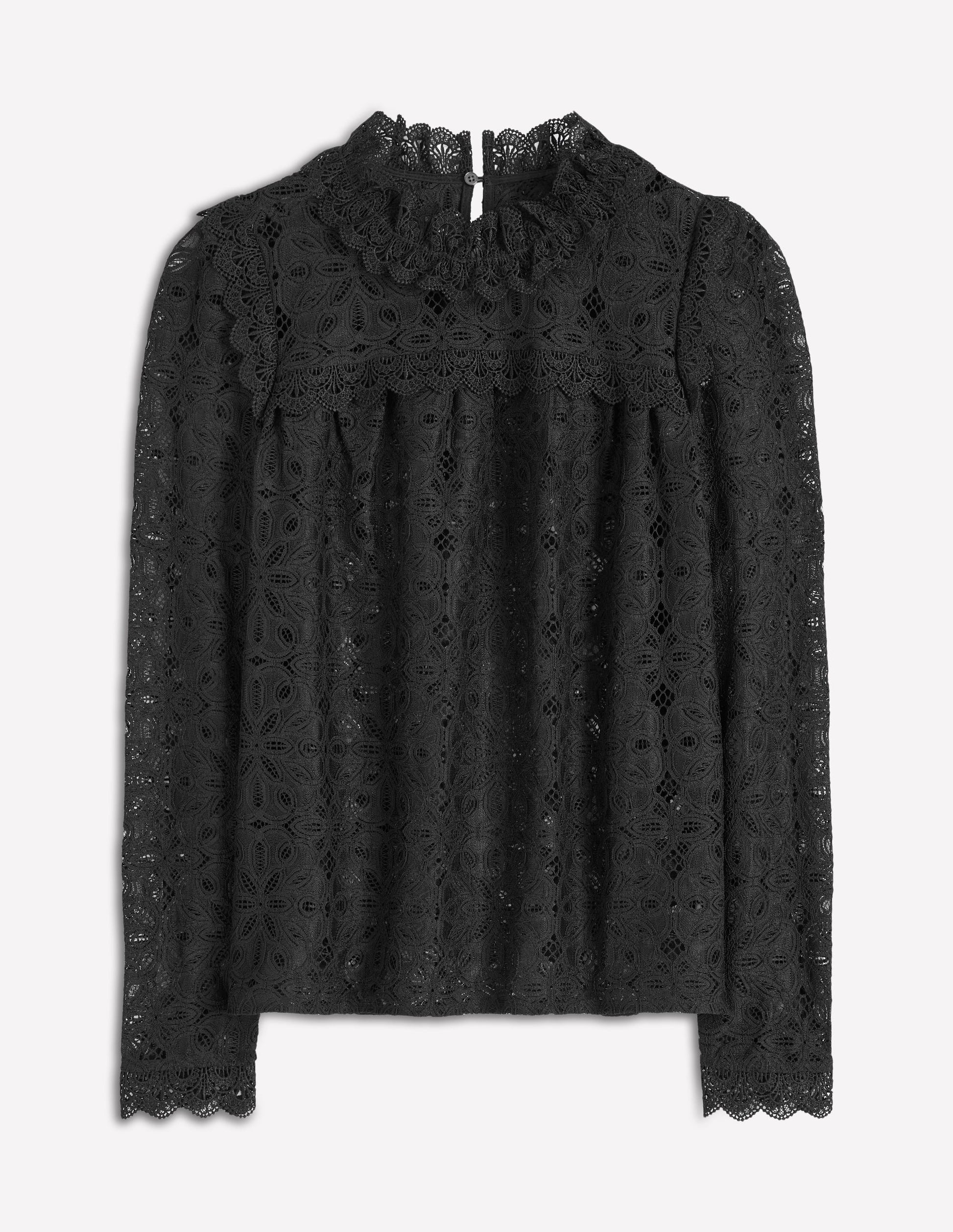 Lace Trim Detail Top-Black-7