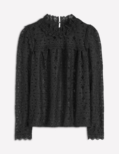 Lace Trim Detail Top-Black-7