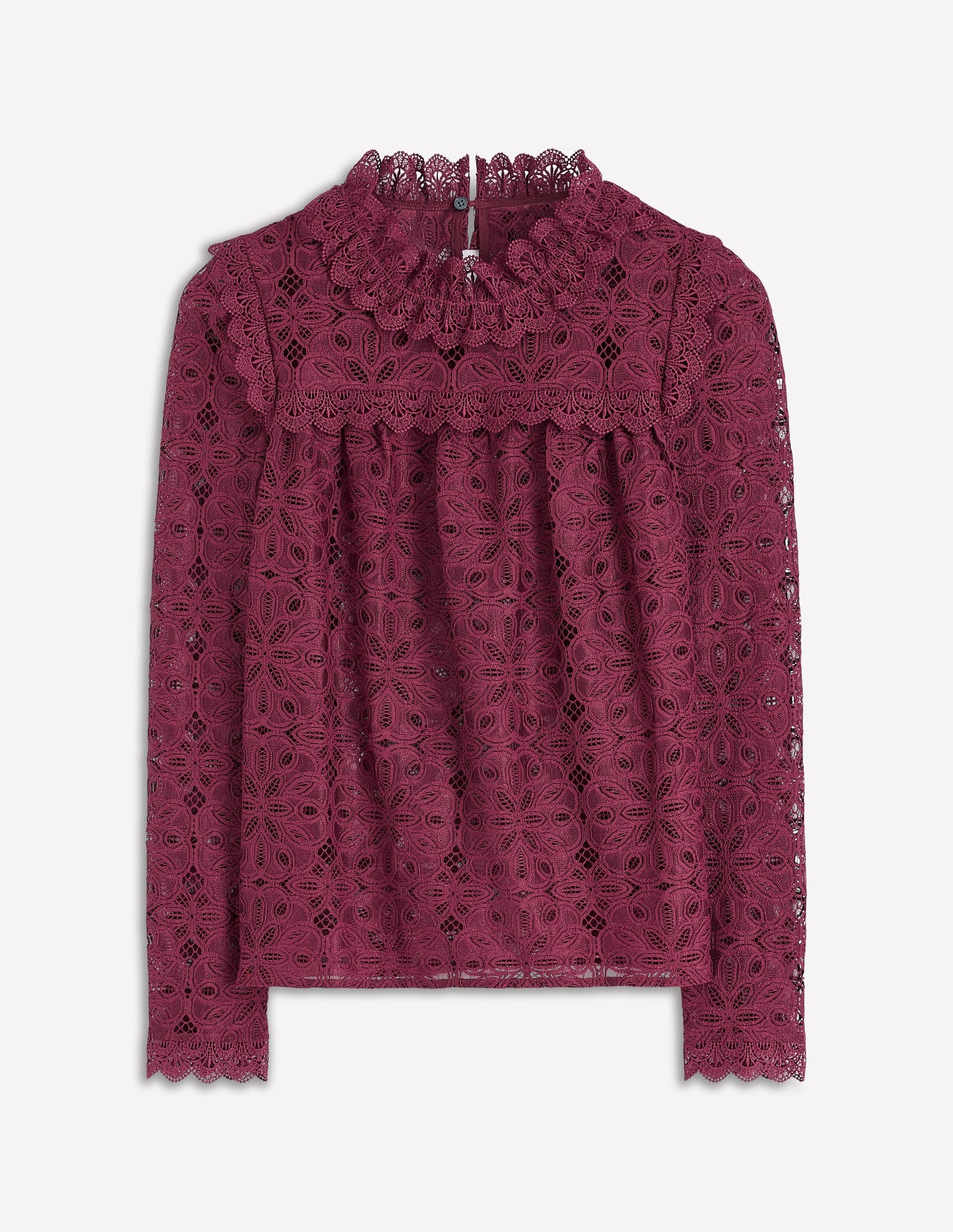 Lace Trim Detail Top-Deep Wisteria