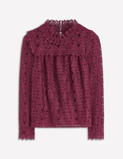 Lace Trim Detail Top-Deep Wisteria-5