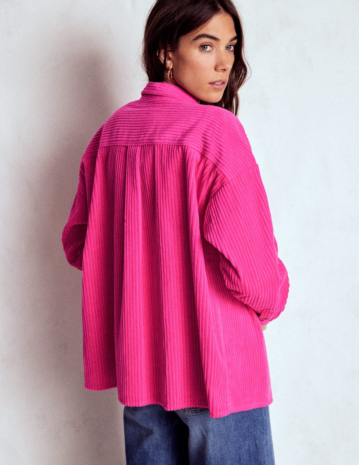 Cord Overshirt-Pink Peony