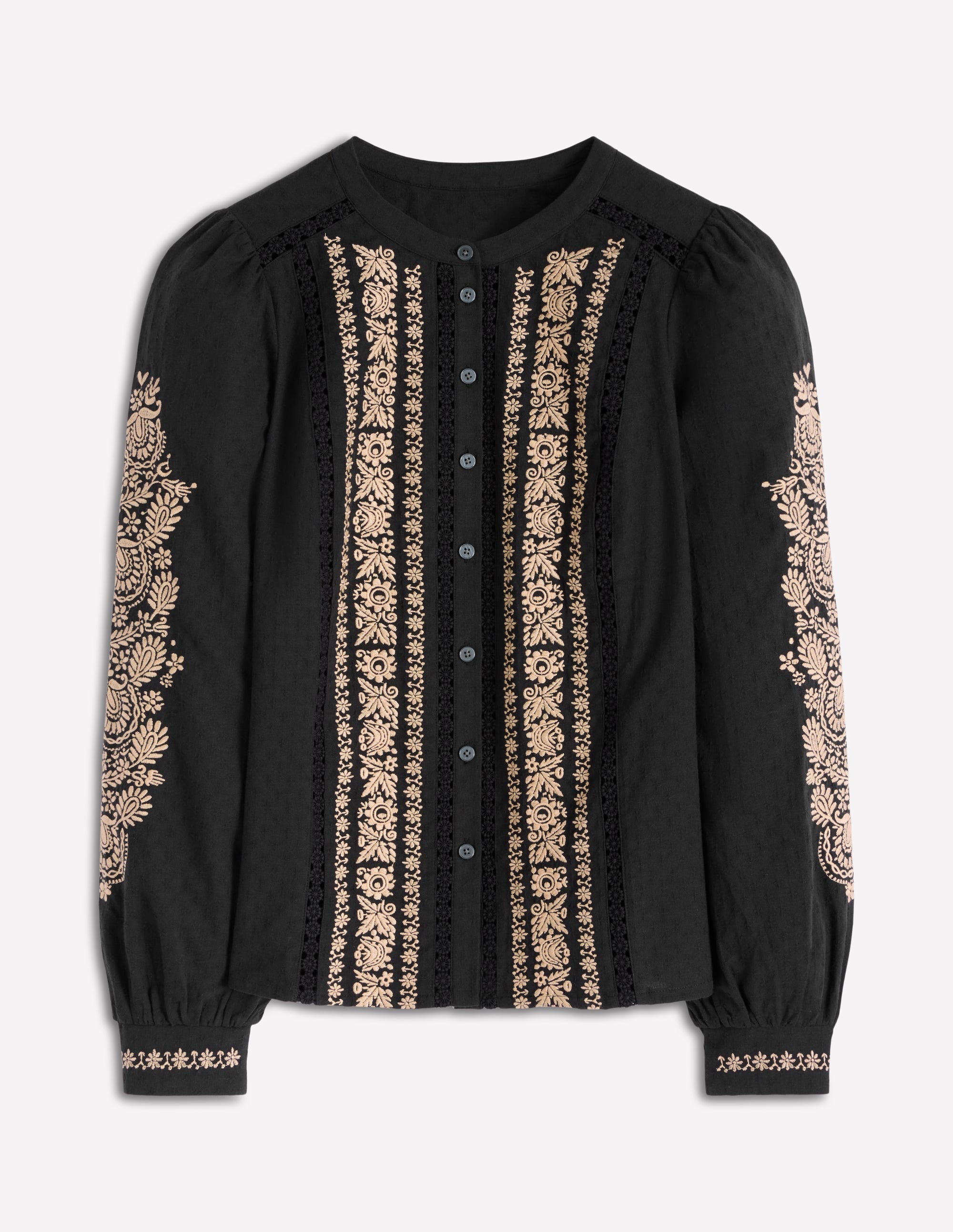 Embroidered Cotton Top-Black - Image 6