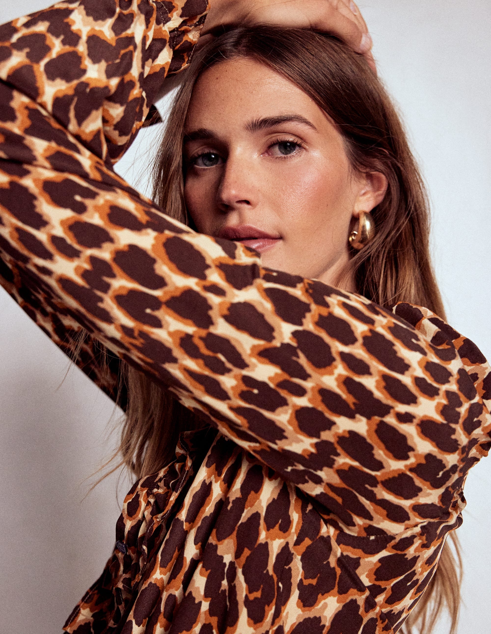 Alice Frill Front Silk Top-Leopard Spots - Image 1
