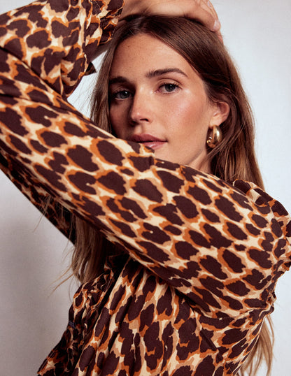 Alice Frill Front Silk Top-Leopard Spots-1