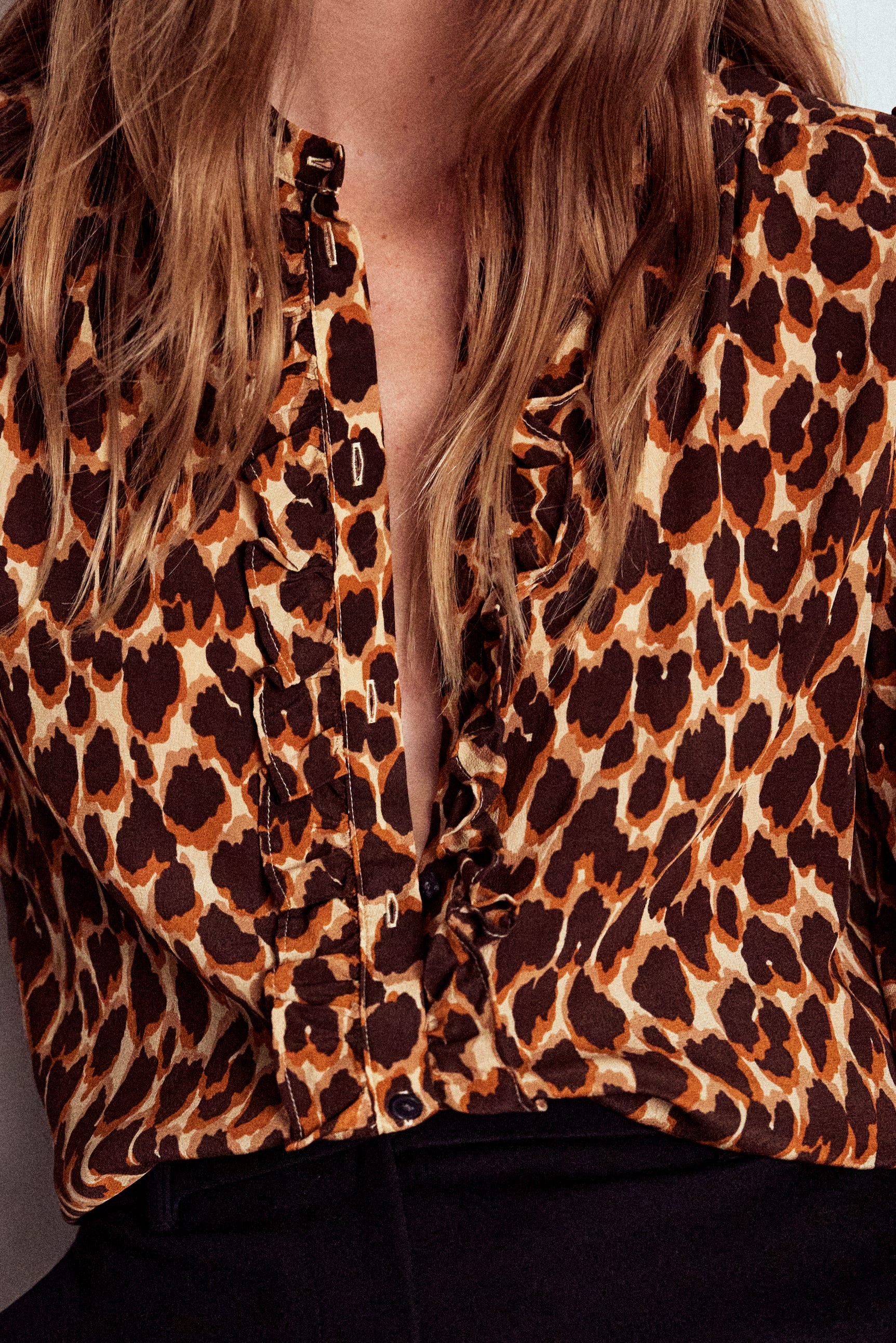 Alice Frill Front Silk Top-Leopard Spots - Image 2