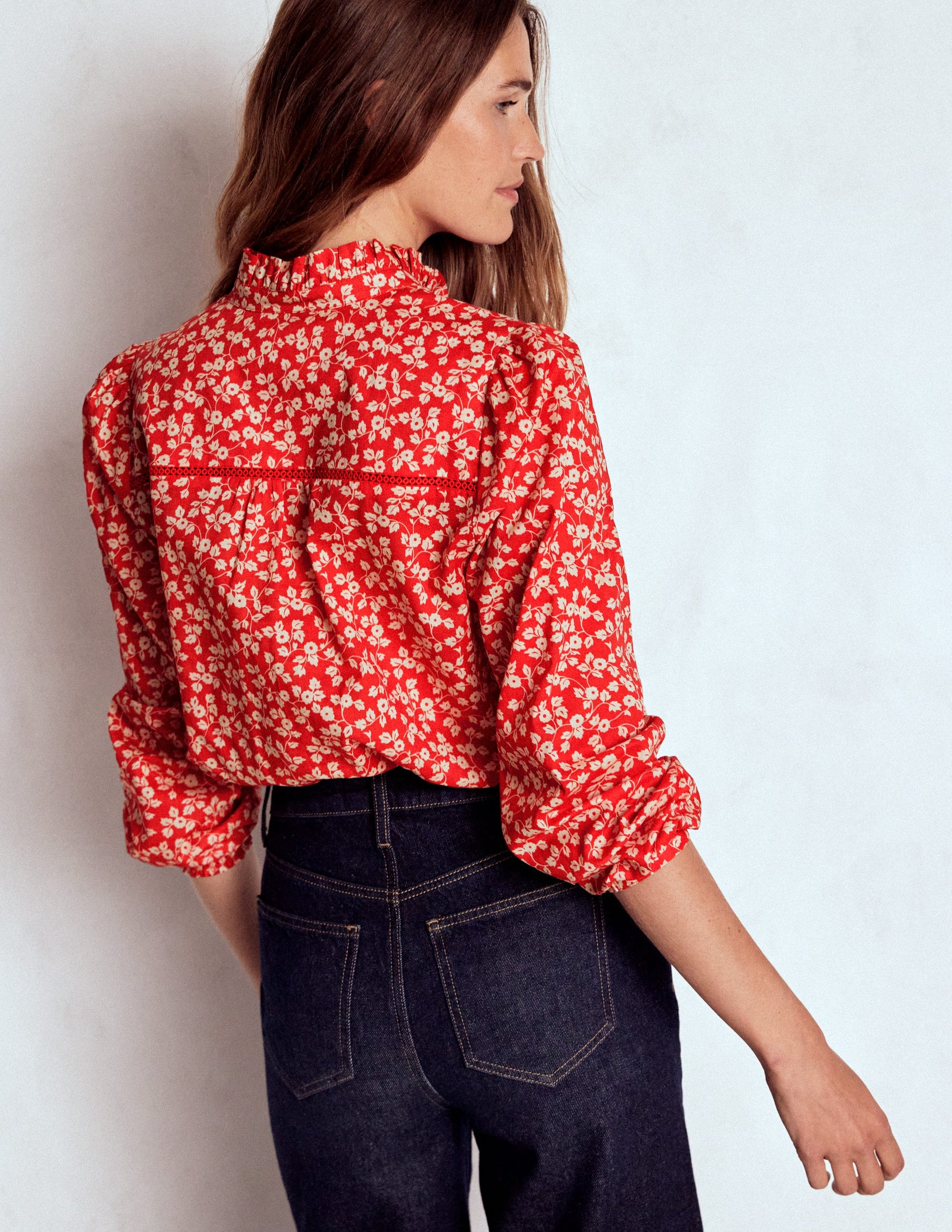 Helena Cotton Top-Cranberry Red, Delicate Vine-3