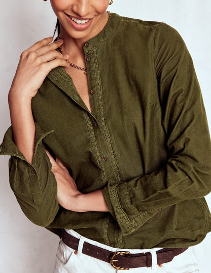 Victoria Cord Shirt-Woodland Green-2