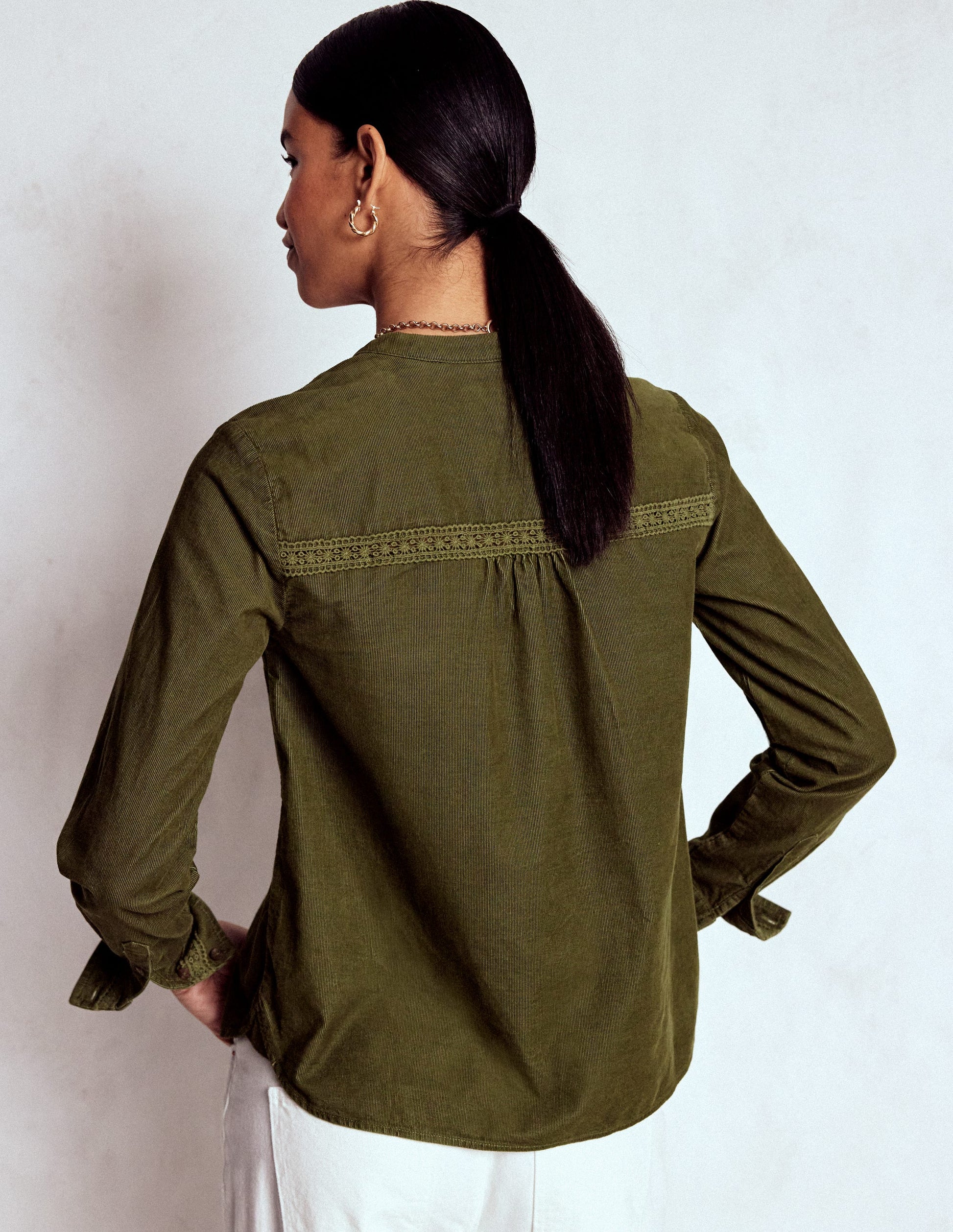 Victoria Cord Shirt-Woodland Green-3