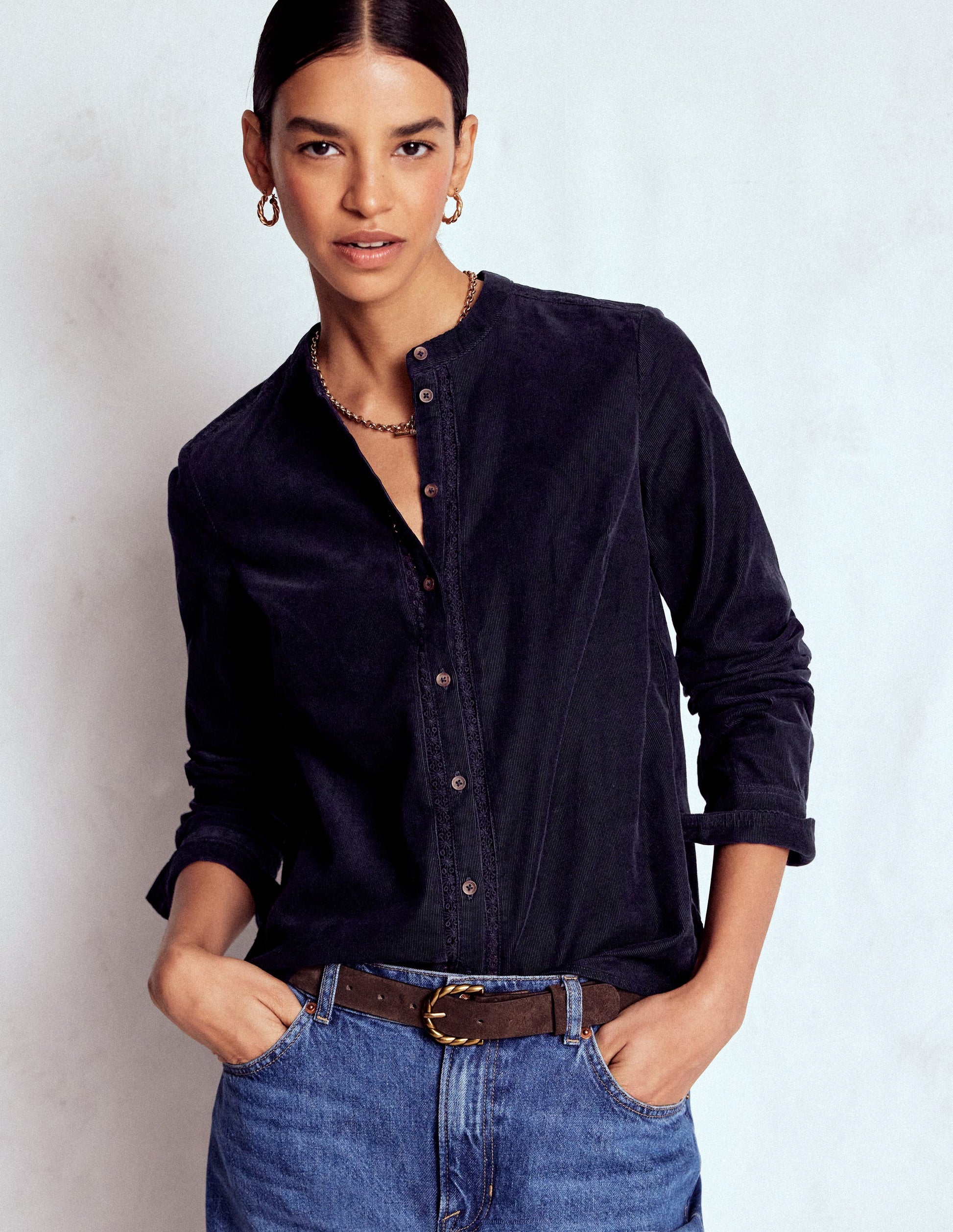 Victoria Cord Shirt-Navy-4
