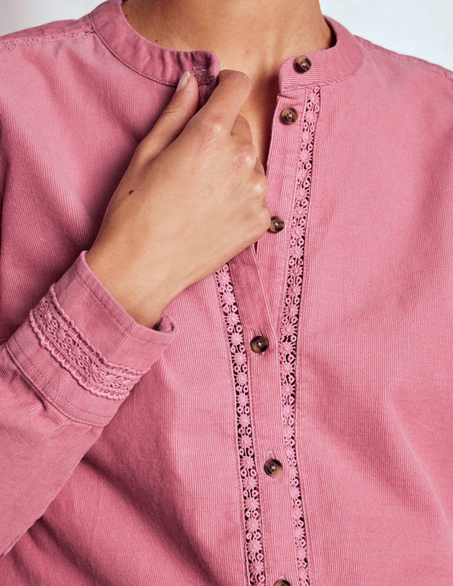 Victoria Cord Shirt-Blushing Rose