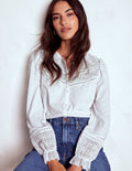 Pippa Broderie Jersey Shirt-White