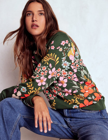 Rosa Printed Sweatshirt-Forest, Flourishing Garden-1