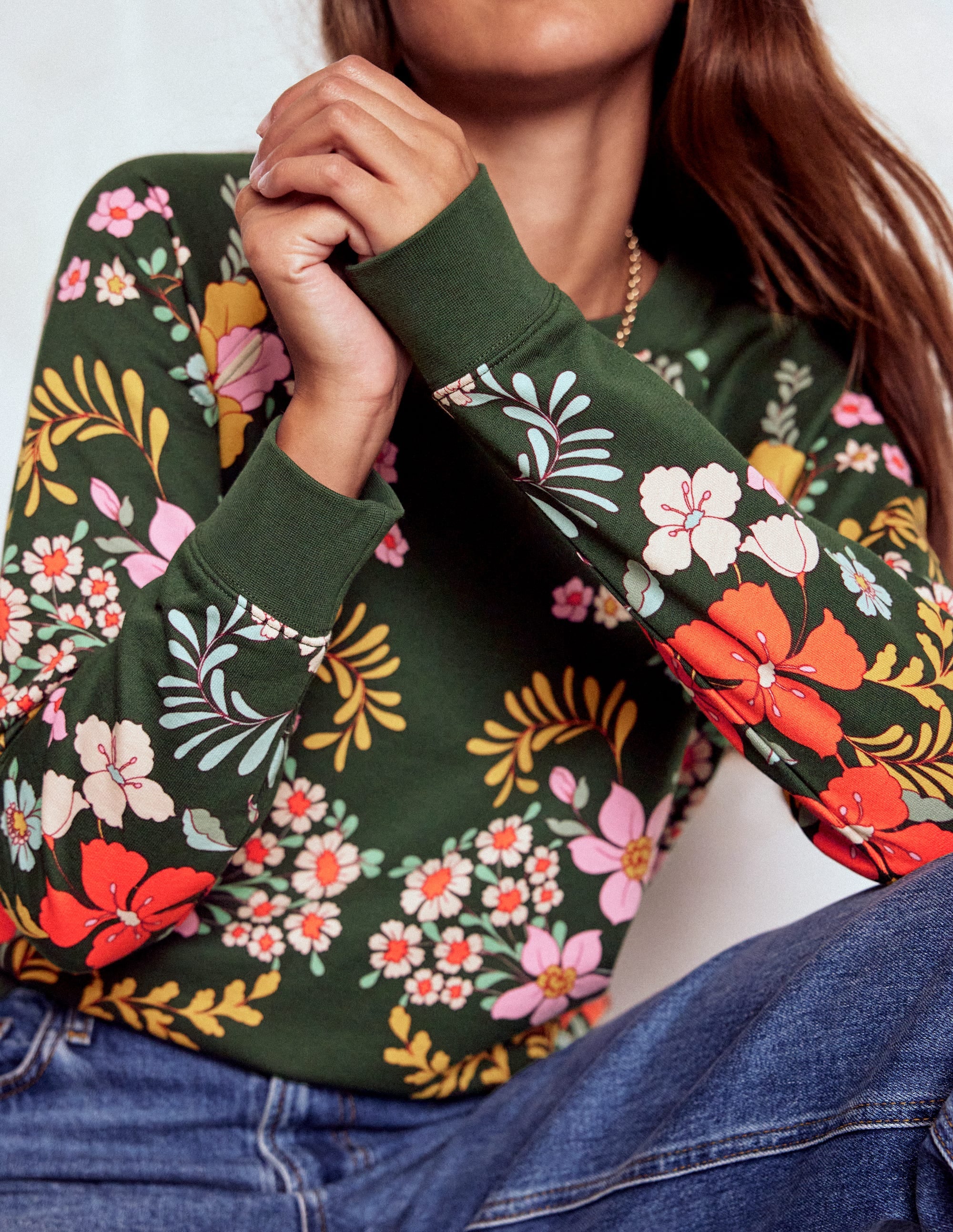Rosa Printed Sweatshirt-Forest, Flourishing Garden - Image 2