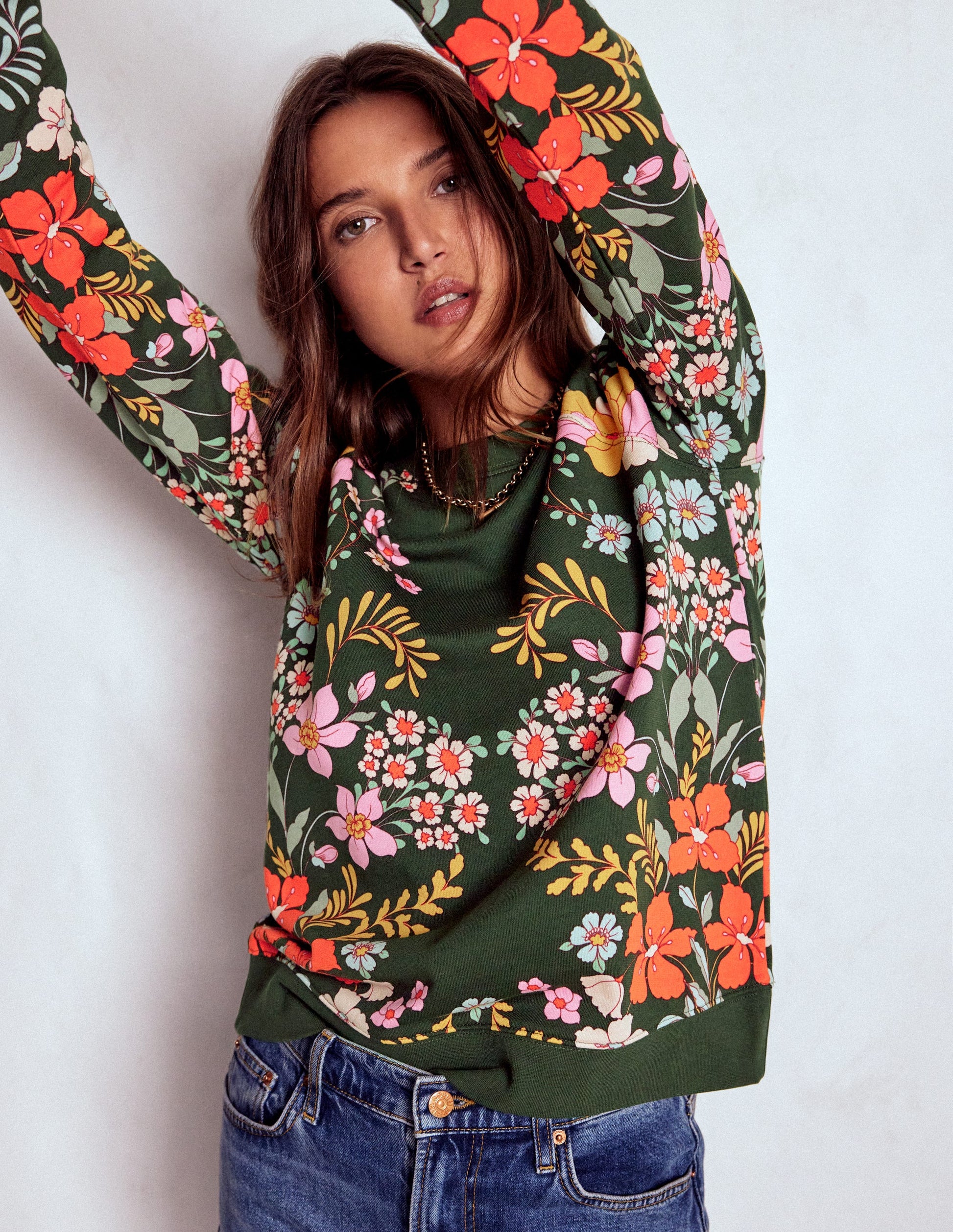 Rosa Printed Sweatshirt-Forest, Flourishing Garden-4