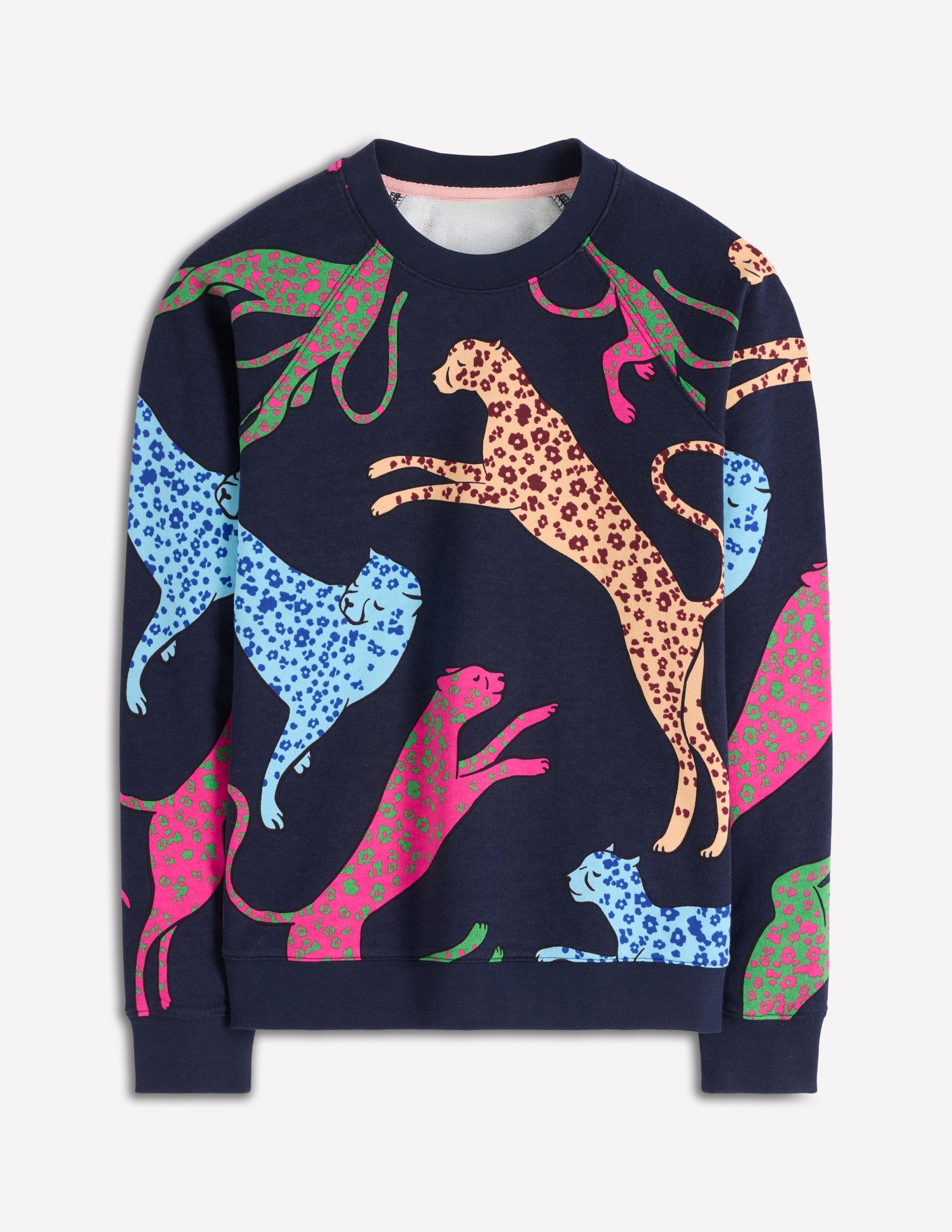 Rosa Printed Sweatshirt-Navy, Leaping Leopard-5