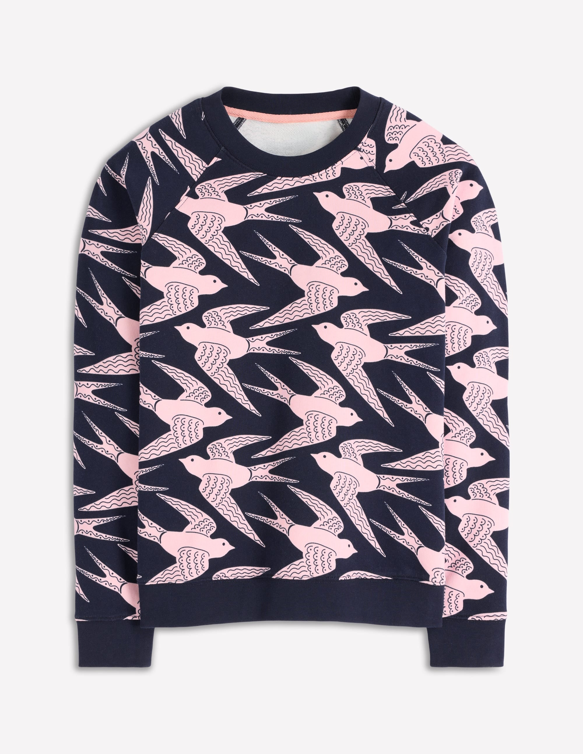 Rosa Printed Sweatshirt-Navy, Pink Swooping Swallow - Image 5