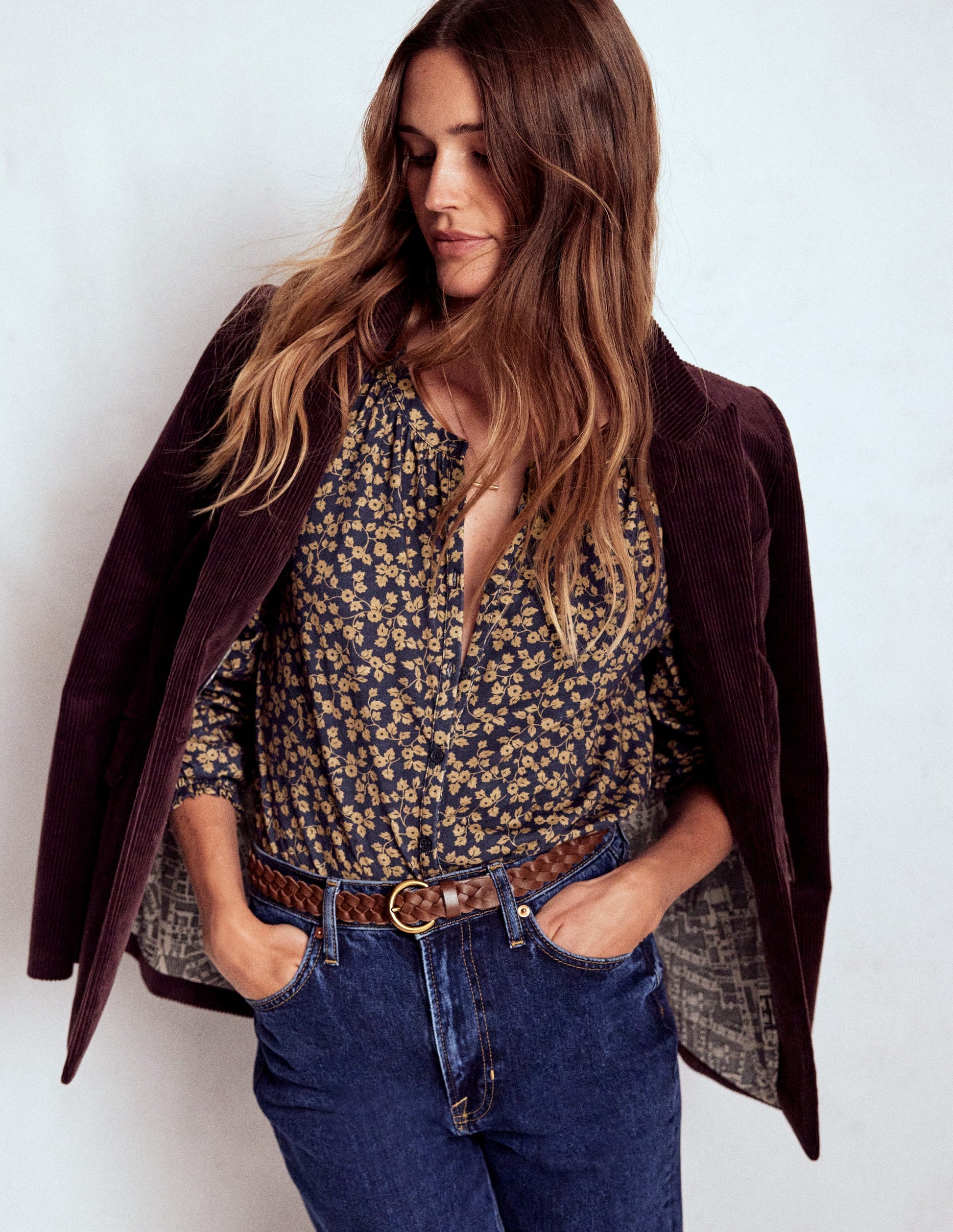 Isla Long Sleeve Jersey Shirt-Hazelnut Brown, Delicate Vine-4