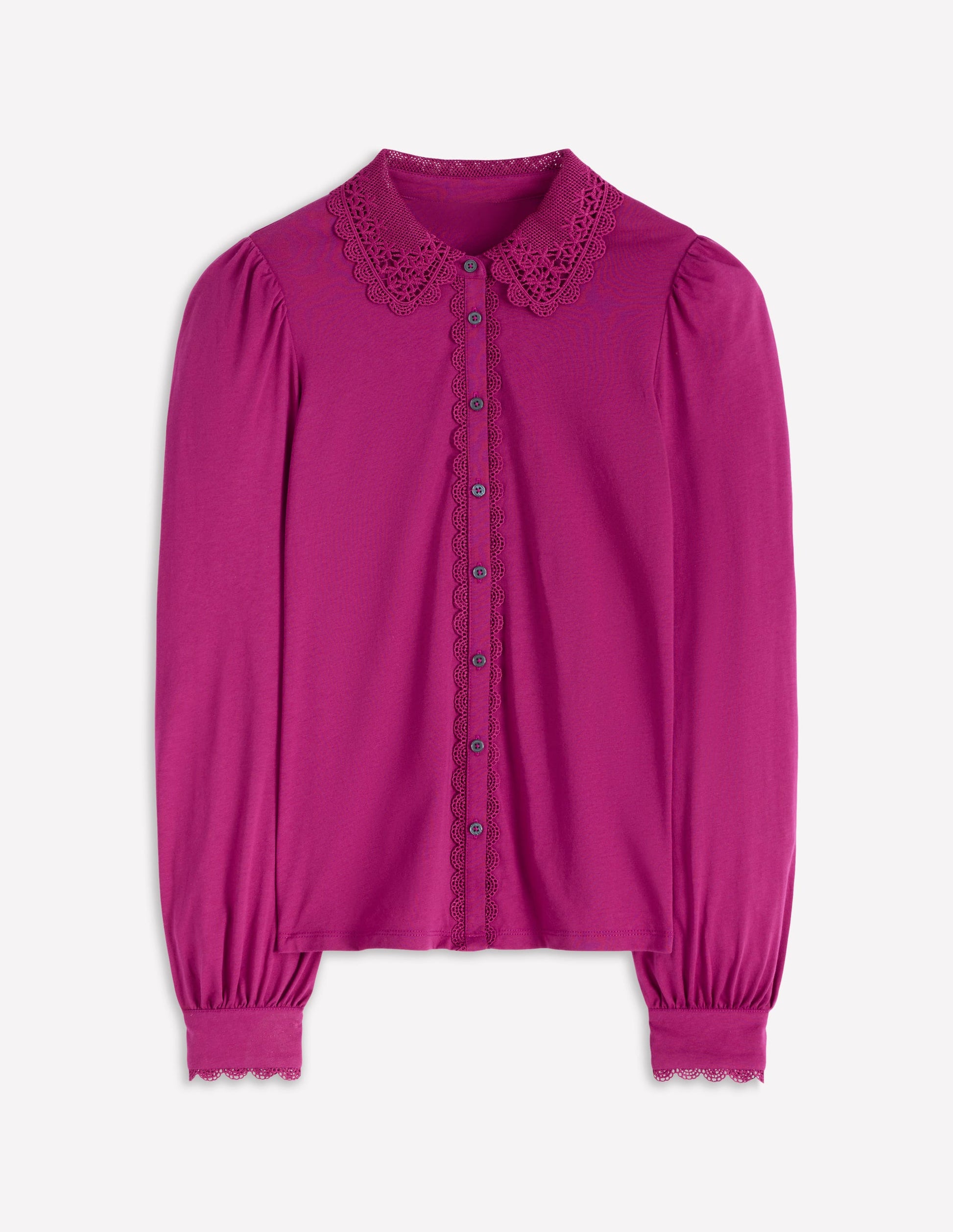 Lace Collar Blouse-Rich Magenta-5