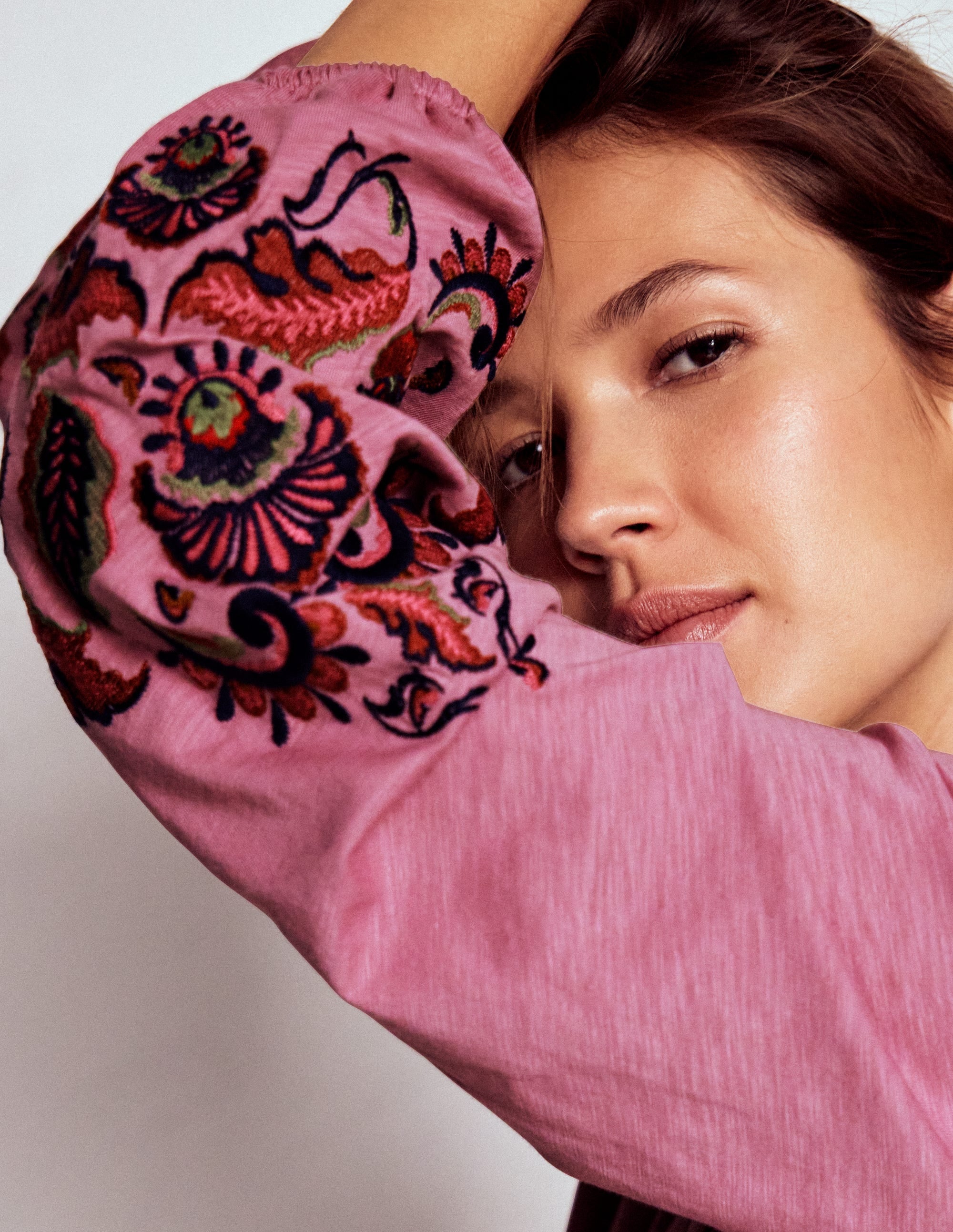 Alma Embroidered Shirt-Ash Rose - Image 2